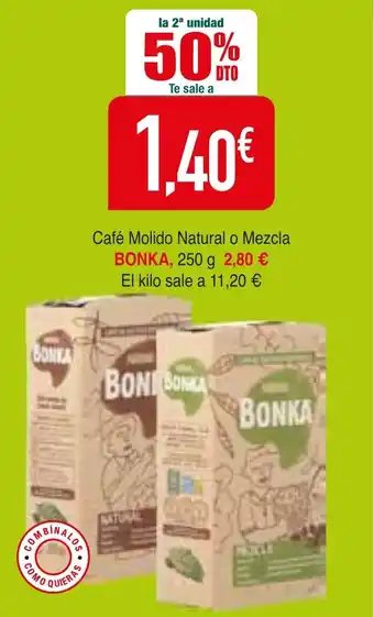 Café Molido Natural o Mezcla BONKA