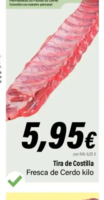 Cash Ifa Tira de Costilla Fresca de Cerdo kilo oferta