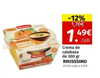 Maskom Supermercados Crema de calabaza de 300 gr RIKISSSIMO oferta