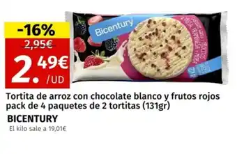 Maskom Supermercados Tortita de arroz con chocolate blanco y frutos rojos pack de 4 paquetes de 2 tortitas oferta