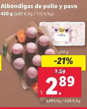 Lidl Albóndigas de pollo y pavo oferta