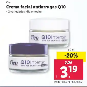 Lidl Crema facial antiarrugas Q10 oferta