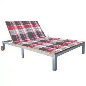Brico Depôt Vidaxl tumbona 2 personas con cojín madera maciza de acacia y acero oferta