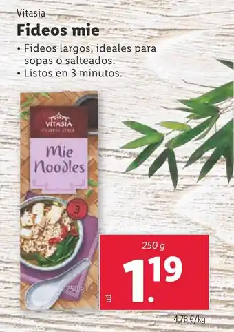 Lidl Vitasia Fideos mie oferta