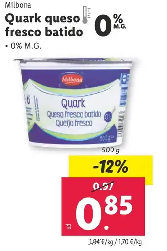 Lidl Milbona Quark queso fresco batido oferta