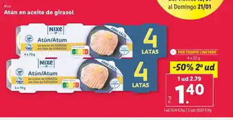 Lidl Nixe Atún en aceite de girasol oferta