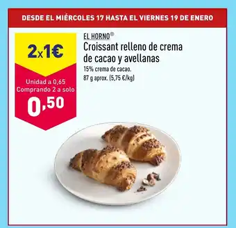 ALDI Croissant relleno de crema de cacao y avellanas oferta