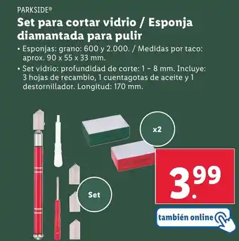 Lidl Set para cortar vidrio / Esponja diamantada para pulir oferta