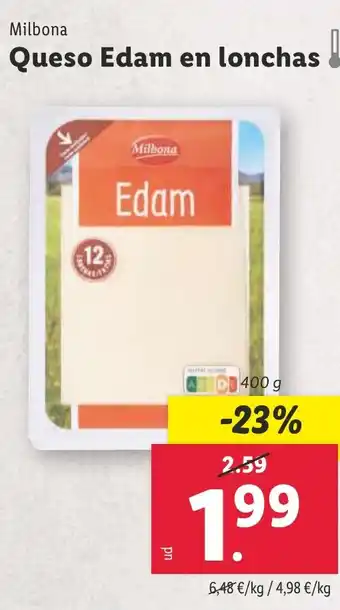 Lidl Queso Edam en lonchas oferta