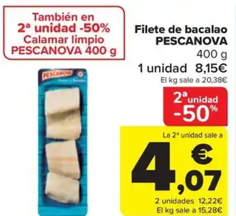 Carrefour Filete de bacalao PESCANOVA 400 g oferta