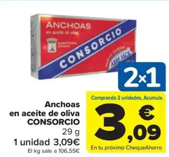Carrefour Anchoas en aceite de oliva CONSORCIO 29 g oferta