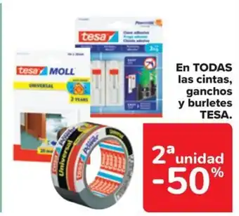 Carrefour EN TODAS las cintas, ganchos y burletes TESA. oferta