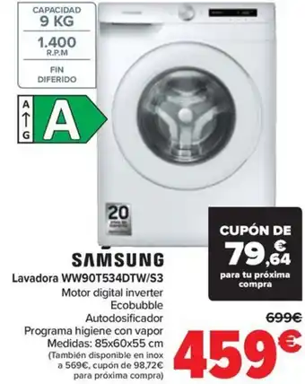 Carrefour Lavadora WW90T534DTW/S3 oferta