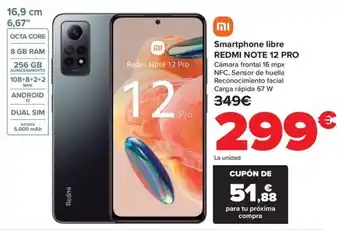 Carrefour Smartphone libre REDMI NOTE 12 PRO oferta