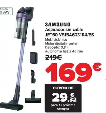 Carrefour SAMSUNG Aspirador sin cable JET60 VS15A6031R4/ES oferta