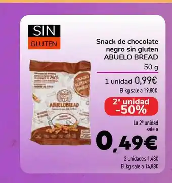 Carrefour Snack De Chocolate Negro Sin Gluten Abuelo Bread 50g oferta