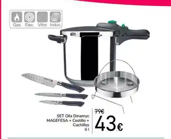 Carrefour Set Olla Dinamyc Magefessa + Cestillo + Cuchilos oferta