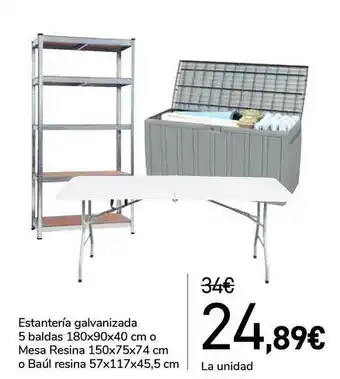 Carrefour Estantería Galvanizada 5 Baldas O Mesa Resina O Baúl Resina oferta
