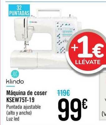 Carrefour Klindo Máquina De Coser Ksew75t-19 oferta
