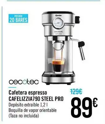 Carrefour Cecotec Cafetera Espresso Cafelizzia790 Steel Pro oferta