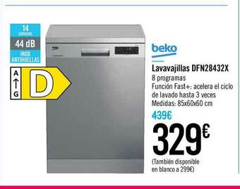 Carrefour Beko Lavavajillas Dfn28432x oferta