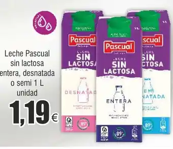 FROIZ Leche Pascual sin lactosa entera, desnatada oferta