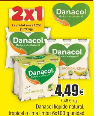 FROIZ Danacol líquido natural, tropical o lima limón 6x100 g unidad oferta