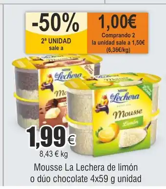 FROIZ Mousse La Lechera de limón o dúo chocolate 4x59 g unidad oferta