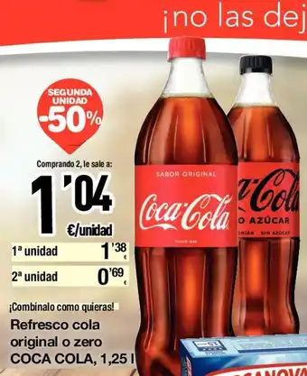 SPAR Coca Cola Refresco cola original o zero oferta