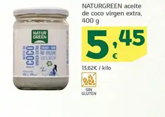 HiperDino NATURGREEN aceite de coco virgen extra, 400 g oferta