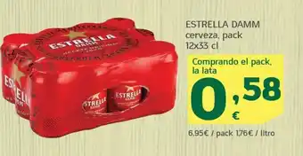 HiperDino ESTRELLA DAMM cerveza, pack 12x33 cl oferta
