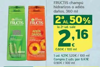 HiperDino FRUCTIS champú hidrarizos o adiós daños, 360 ml oferta