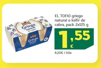HiperDino EL TOFIO griego natural o kéfir de cabra, pack 2x125 g oferta