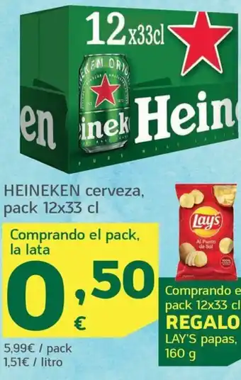 HiperDino HEINEKEN cerveza, pack 12x33 cl oferta