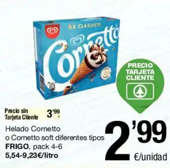 SPAR Frigo Helado Cornetto o Cornetto soft diferentes tipos oferta
