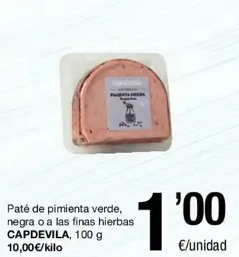 SPAR Capdevilla Paté de pimienta verde negra o a las finas hierbas 100g oferta
