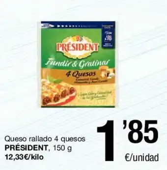 SPAR Président Queso rallado 4 quesos 150g oferta
