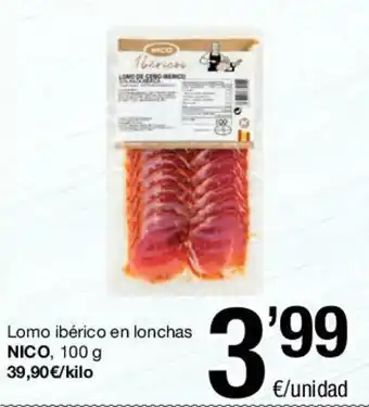 SPAR Nico Lomo ibérico en lonchas 100g oferta