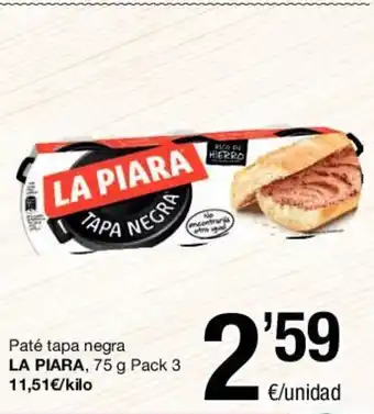 SPAR La Piara Paté Tapa negra 75g oferta