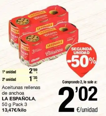 SPAR La Española Aceitunas rellenas de oferta