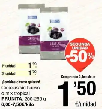 SPAR Prunita Ciruelas sin hueso o mix tropical 200-250g oferta