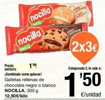 SPAR Nocilla Galletas rellenas de chocoalte negro o blanco 300g oferta