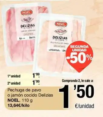 SPAR Noel Pechuga De Pavo o jamón cocido Delizias 110g oferta