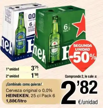SPAR Heineken cerveza original o 0,0% 25cl oferta