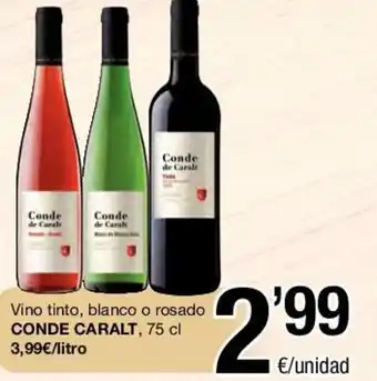 SPAR Conde Caralt Vino tinto, blanco o rosado 75cl oferta