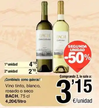 SPAR Bach Vino Tinto, blanco, rosado o seco 75cl oferta
