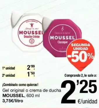 SPAR Moussel Gel Original o crema de ducha 600ml oferta