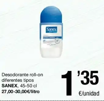 SPAR Sanex Desodorante roll on diferentes tipos 45-50cl oferta