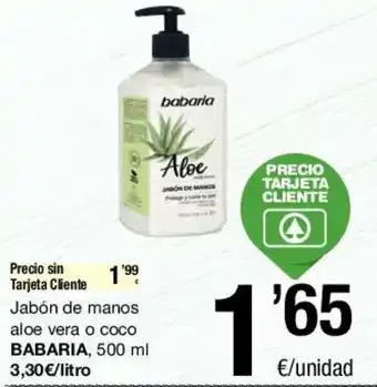 SPAR Babaria Jabón de manos aloe vera o coco 500ml oferta