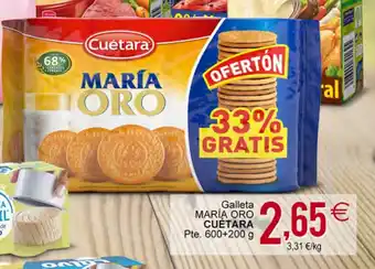 Plenus Supermercados Galleta MARÍA ORO CUÉTARA Pte. 600+200 g oferta